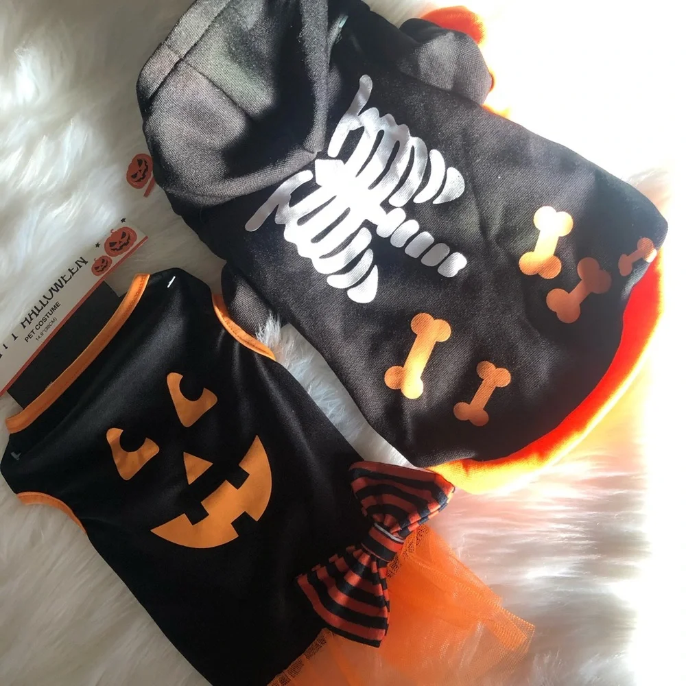 2 CAT OR DOG HALLOWEEN OUTFITS HOODIE AND TUTU ADORABLE